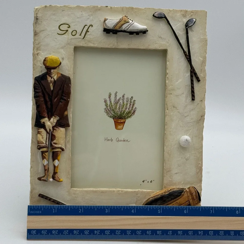 Vintage Golf Themed 3D Resin Picture Frame 4x6 Tabletop Decor Golfer Gift